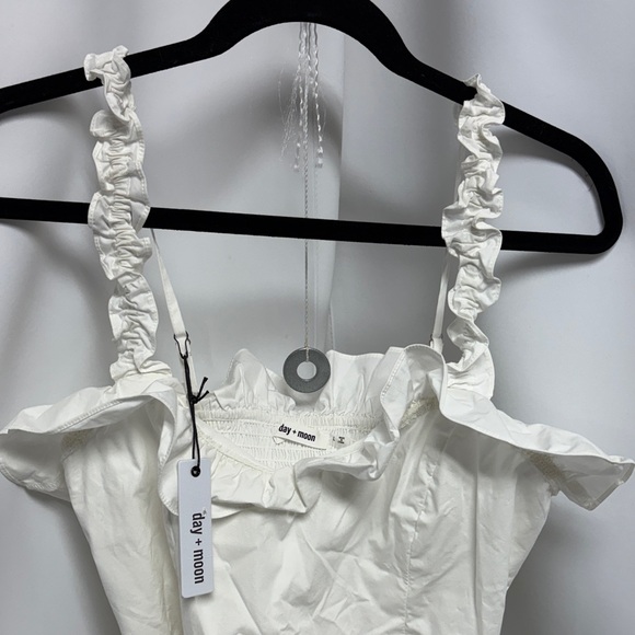 Chic Ruffled White Mini Dress - Picture 2 of 9